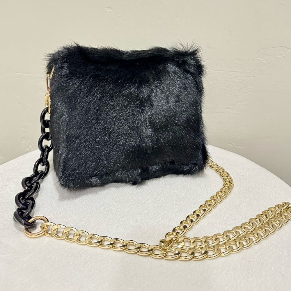 Handmade Genuine Goat Hair-on Hide Wristlet/Shoulder Bag/ Crossbody